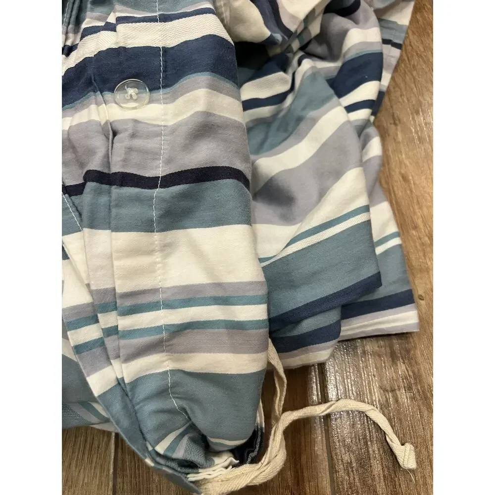 Pottery Barn Chandler Stripe King duvet Cover Set Organic Beach coastal *Read